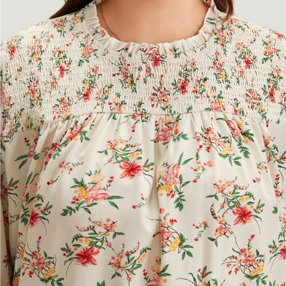 BLOOMCHIC FLORAL PRINT FRILL TRIM BLOUSE 14-16 NWT - Picture 4 of 11